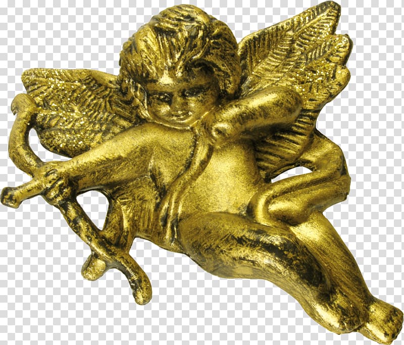 Statue Bronze Metal Figurine Gold, baby angel transparent background PNG clipart