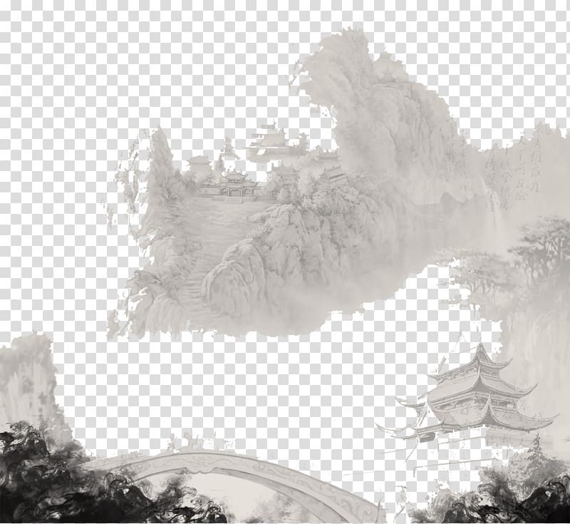 Temple Drawing Painting, Temples Mountains transparent background PNG clipart