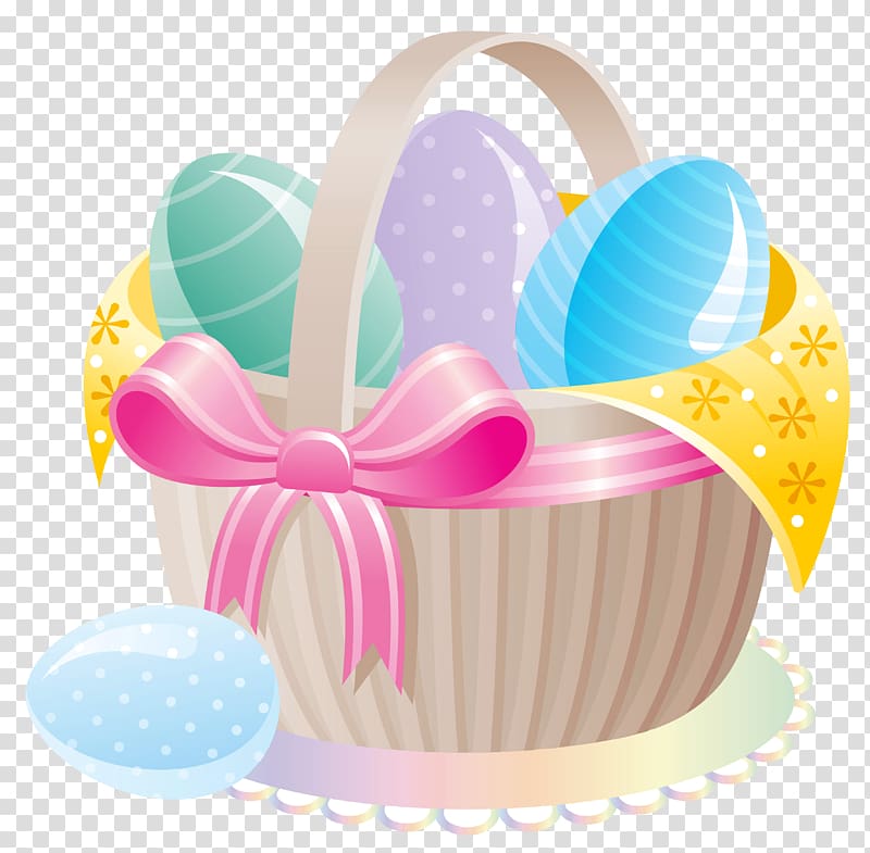 Easter eggs and basket , Easter Bunny Easter egg Basket , Delicate Basket with Easter Eggs transparent background PNG clipart