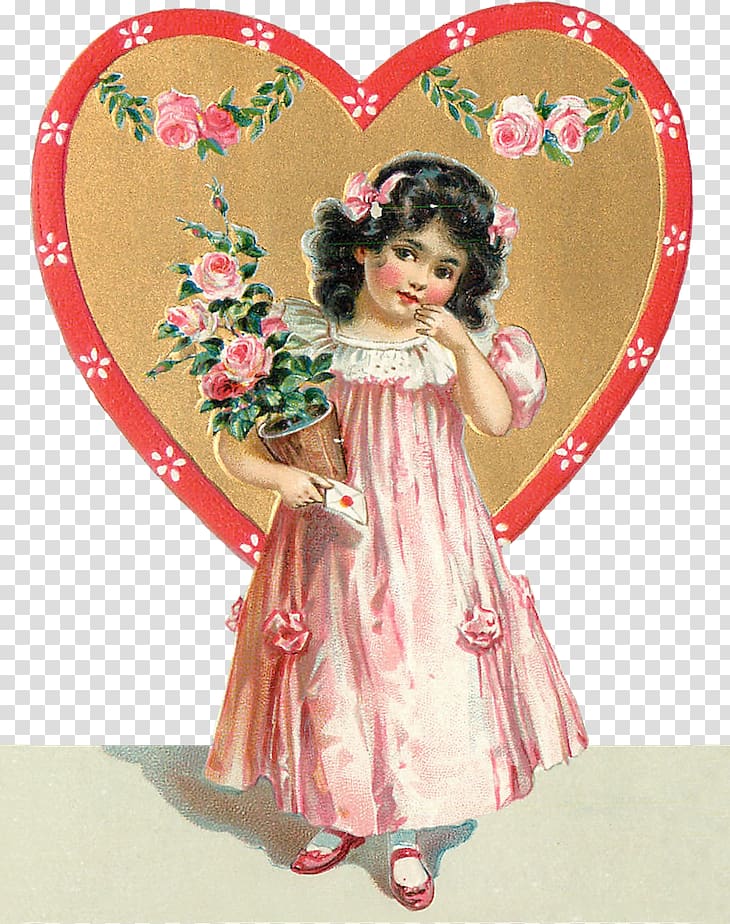 Post Cards Rose Raphael Tuck & Sons Valentine's Day French postcard, rose transparent background PNG clipart