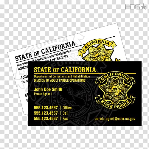 California Department of Corrections and Rehabilitation Business Cards Parole Probation Officer, boutique business card series transparent background PNG clipart