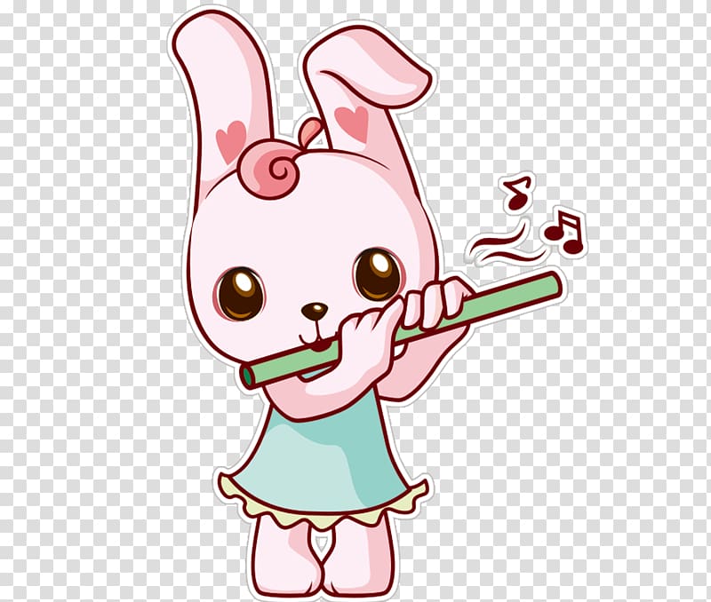 Dizi Cartoon Xiao, Flute bunny transparent background PNG clipart