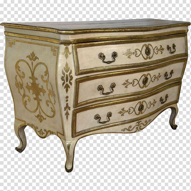 18th century Chest of drawers Rococo Commode, antique transparent background PNG clipart