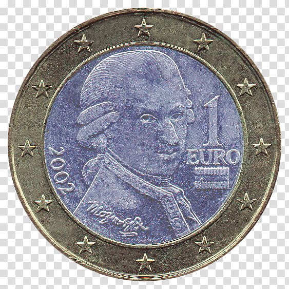 Austrian euro coins 1 euro coin, Coin transparent background PNG clipart