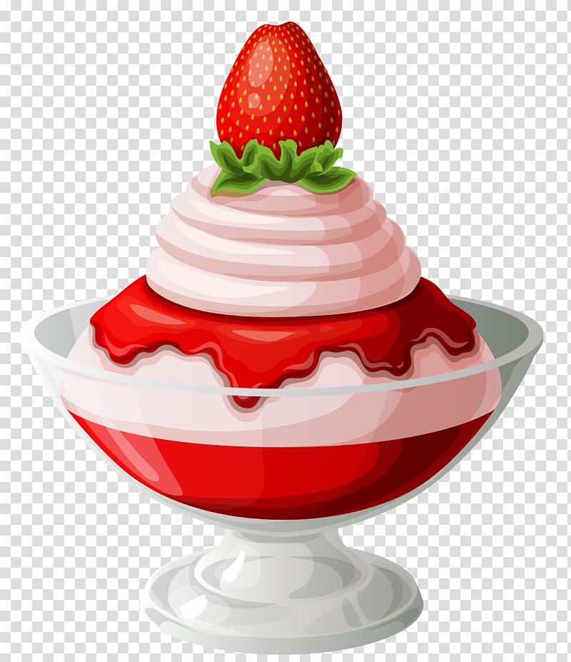strawberry ice cream , Ice cream cone Sundae Strawberry ice cream, Strawberry Ice Cream Sundae transparent background PNG clipart