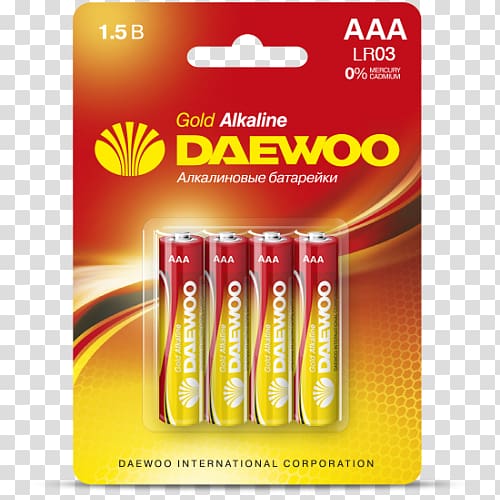 Electric battery AAA battery Alkaline battery Daewoo, others transparent background PNG clipart