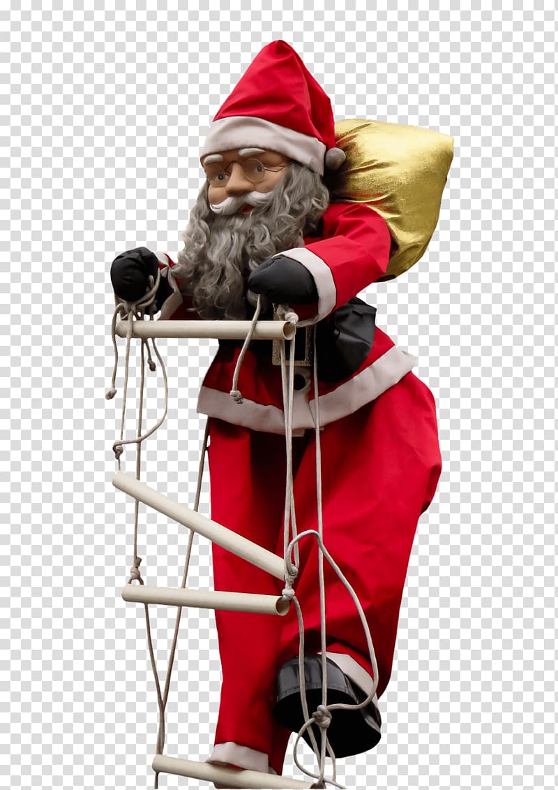 Santa Claus illustration, Santa Claus Puppet on Ladder transparent background PNG clipart