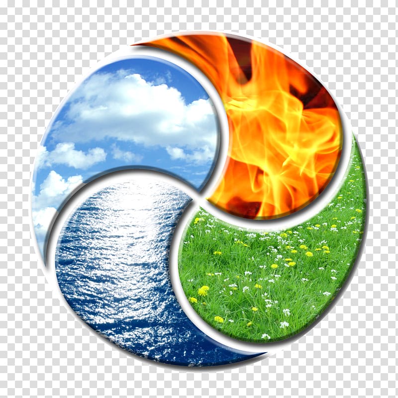 air, fire, earth, and water elements, Classical element Earth Water Air Yin and yang, fire transparent background PNG clipart