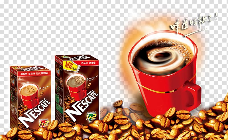 Instant coffee Cafe Coffee cup Caffeine, Coffee cup on coffee beans transparent background PNG clipart