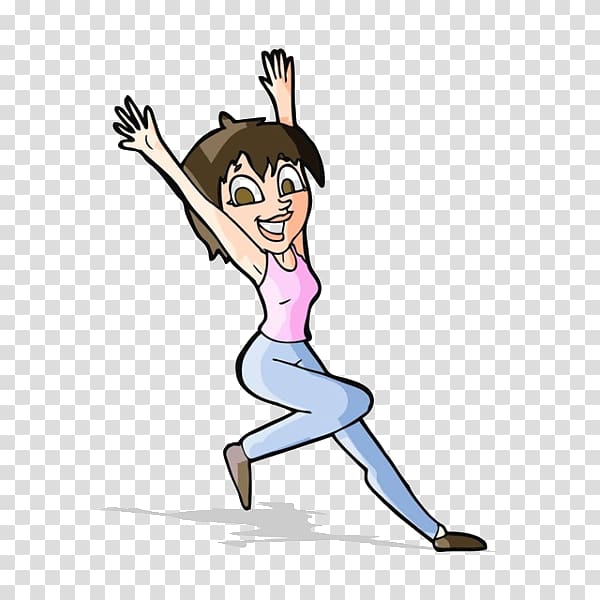 Cartoon Illustration, Cartoon girl doing gymnastics transparent background PNG clipart