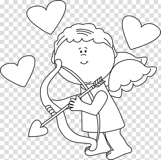 Cupid Valentines Day , Hearts Black And White transparent background PNG clipart