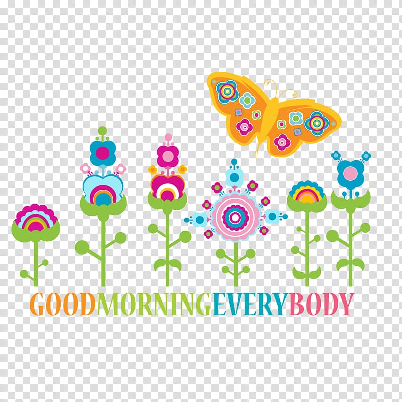 good morning everybody , Text Flower , Good Morning transparent background PNG clipart