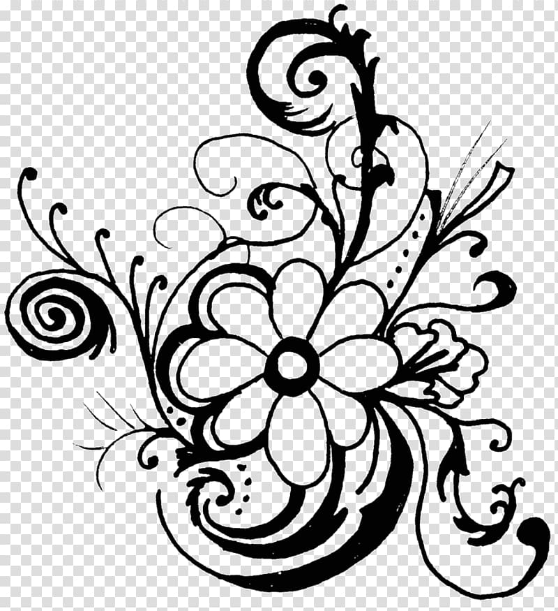 White Flowers Illustration Flower Black And White Floral Design Flower Transparent Background Png Clipart Hiclipart