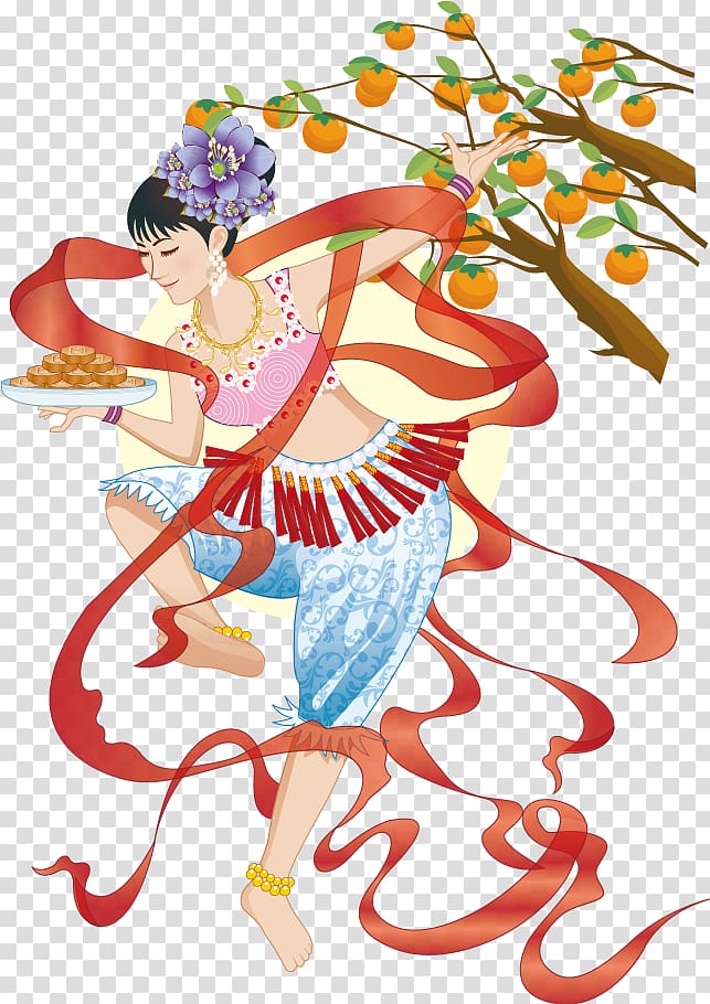 Change Mid-Autumn Festival Cuu1ed9i Lion dance, Fairy send moon cake transparent background PNG clipart