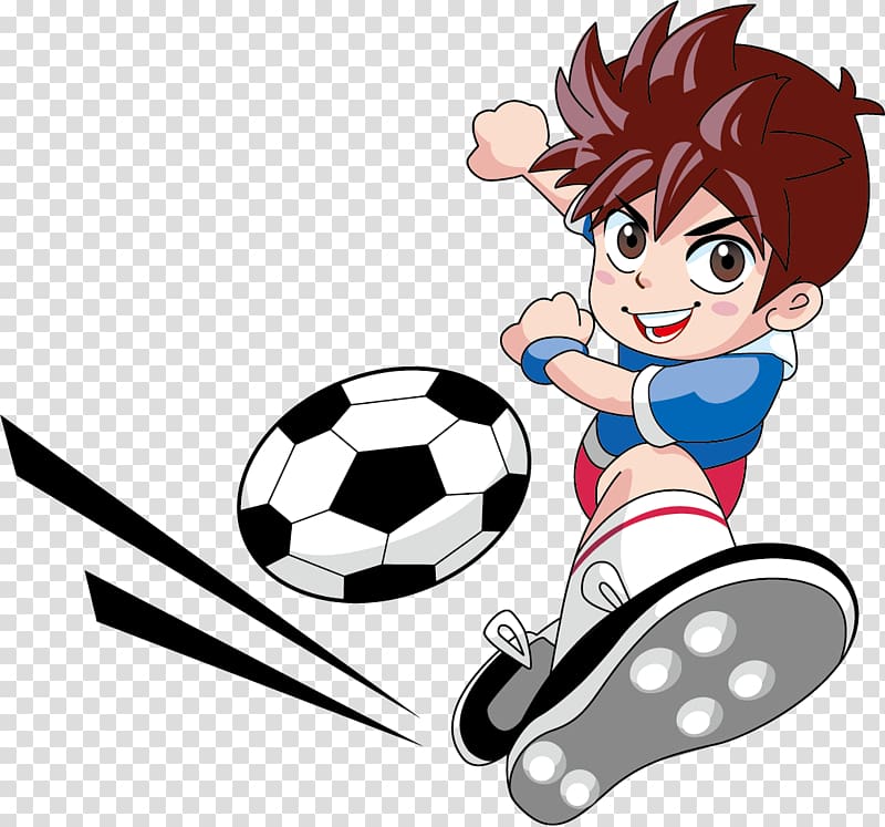 brown-haired male character illustration, Football player Goalkeeper, Boys play football transparent background PNG clipart