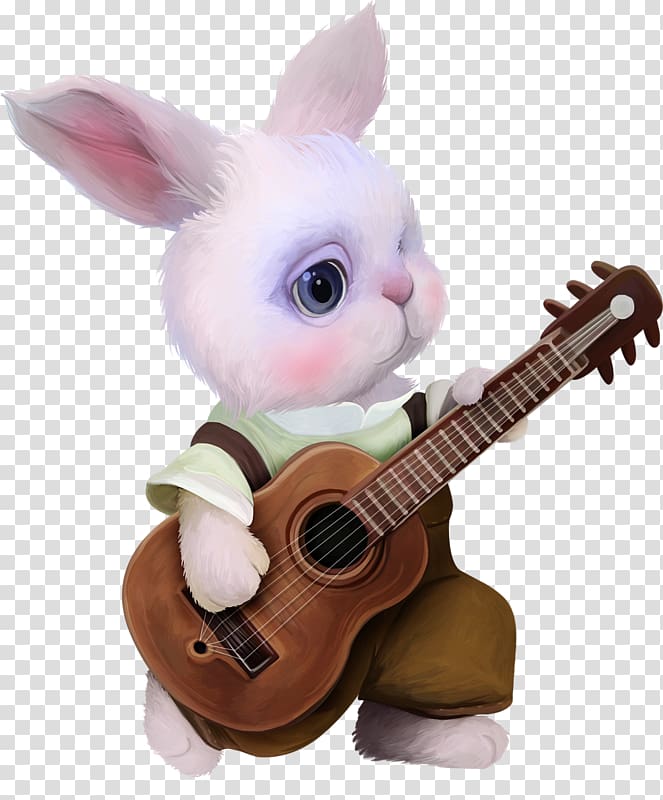 Rabbit Courtship, Guitar bunny transparent background PNG clipart