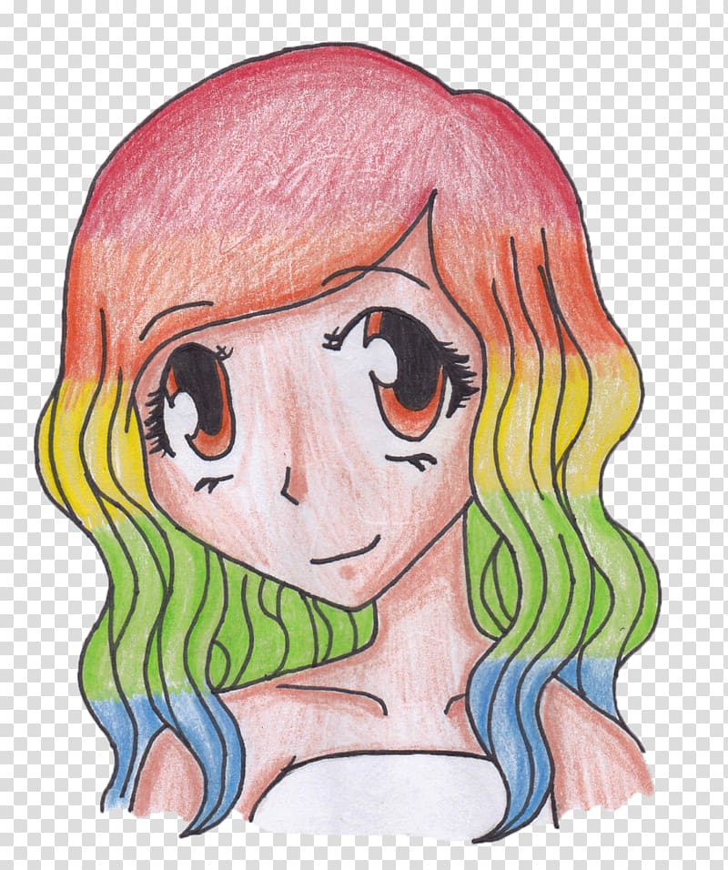 Drawing Art Chibi Hair, rainbow hair transparent background PNG clipart
