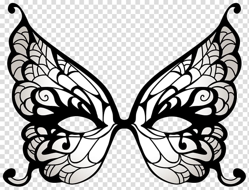 white and black masquerade mask , Butterfly Mask Masquerade ball Amazon.com Party, Butterfly Carnival Mask transparent background PNG clipart