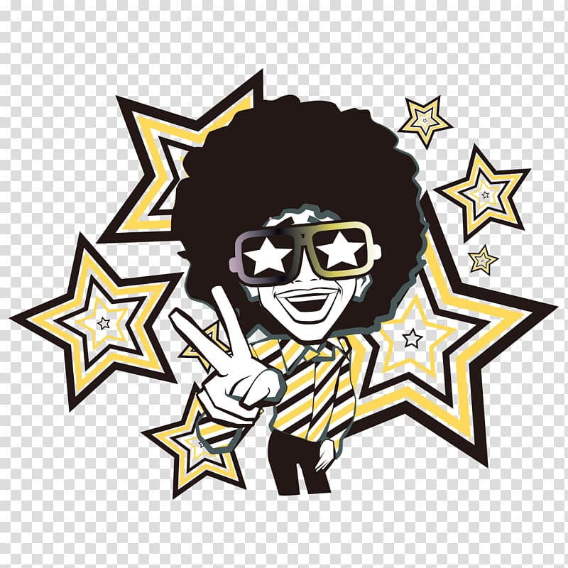 Cartoon Afro Illustration, Rock musician transparent background PNG clipart