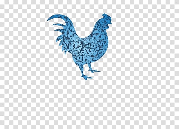 Chicken Chinese New Year Chinese zodiac Rooster Coq de feu, Blue pattern chicken transparent background PNG clipart