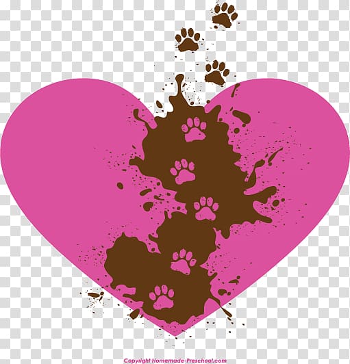 Paw Heart Cat Dog , Heart Paw transparent background PNG clipart