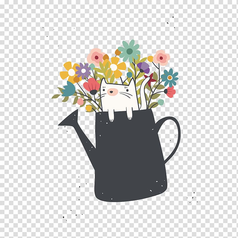 A Girl with a Watering Can Wedding invitation Gardening, jar cat transparent background PNG clipart
