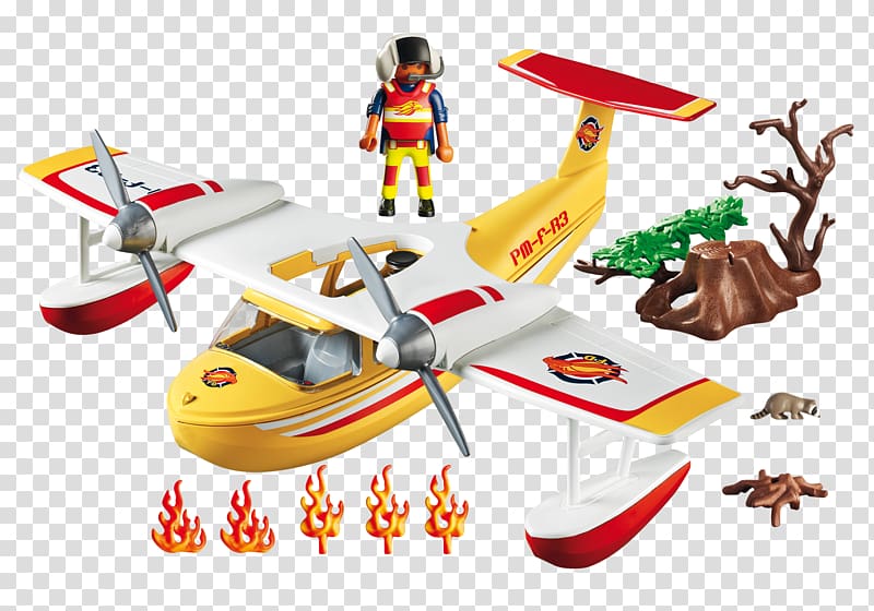 Airplane Playmobil Toy Seaplane Firefighter, airplane transparent background PNG clipart