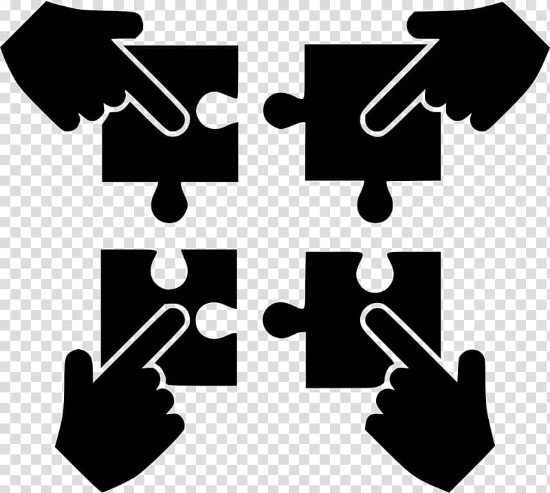 fingers pointing puzzle pieces illustration, Computer Icons Collaboration Teamwork, Collaboration transparent background PNG clipart