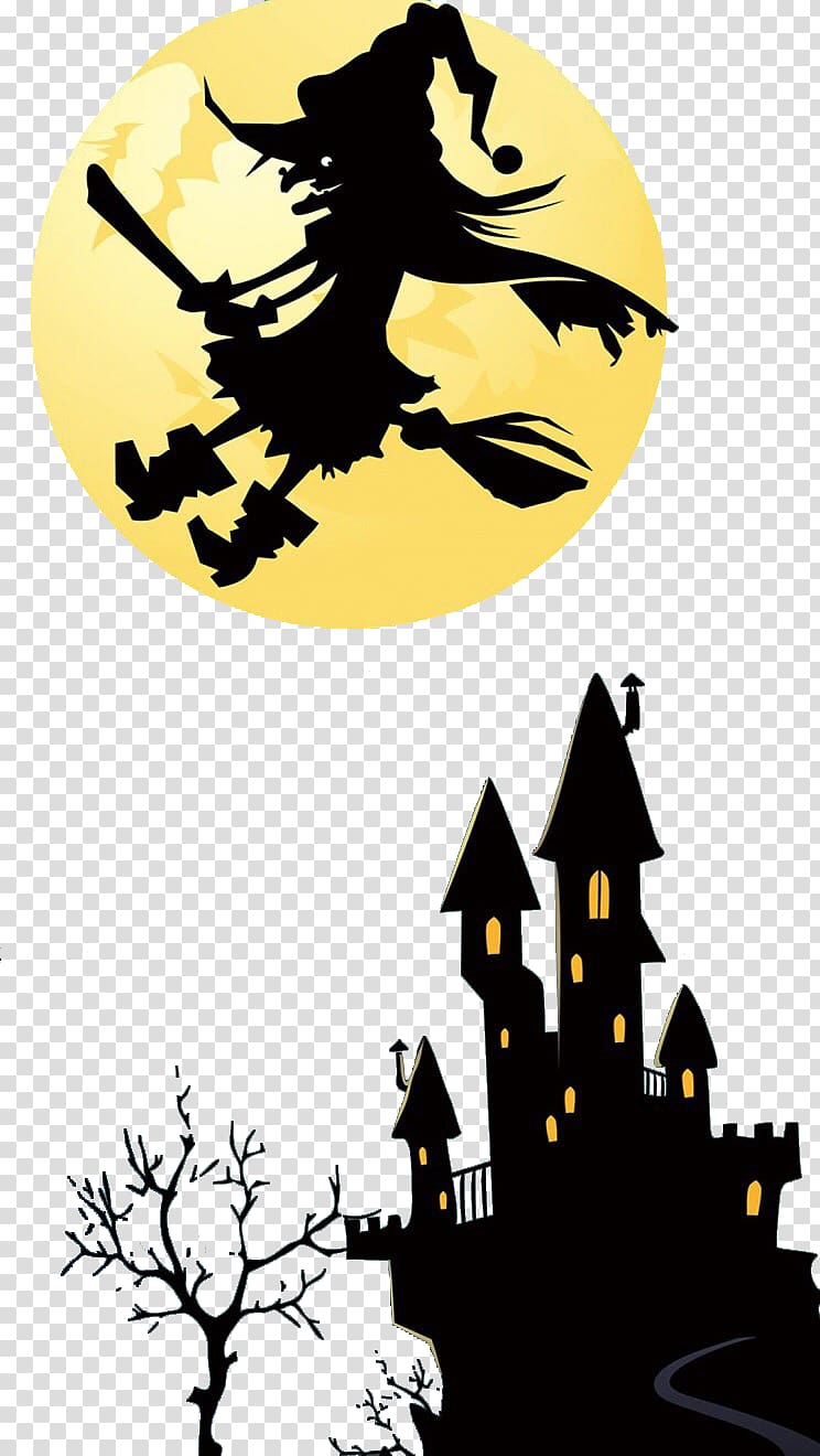Halloween Wall decal Illustration, Halloween Witch transparent background PNG clipart