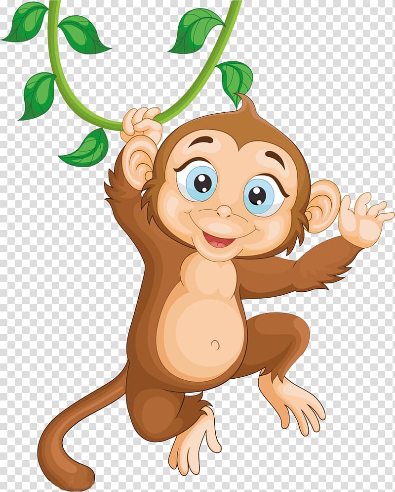 brown monkey illustration, Monkey Illustration, Jumping monkey transparent background PNG clipart