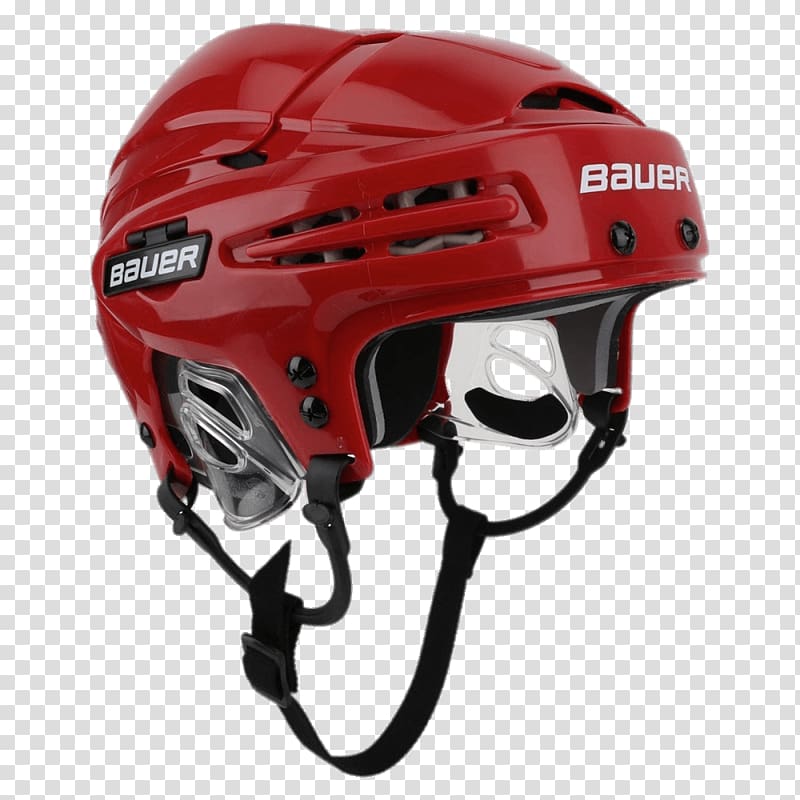 red Bauer sparring head gear, Red Bauer Hockey Helmet transparent background PNG clipart