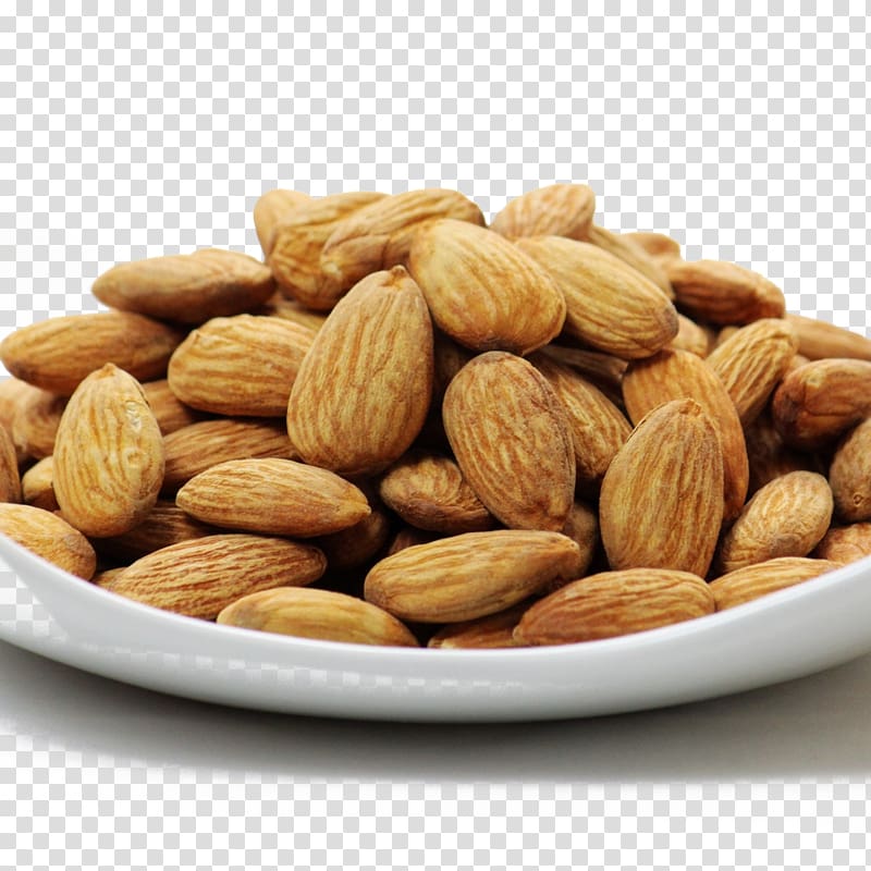 Nut Almond Apricot kernel Eating Food, A plate of almonds transparent background PNG clipart