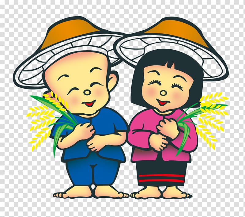 Cartoon Farmer, Peasant couple transparent background PNG clipart