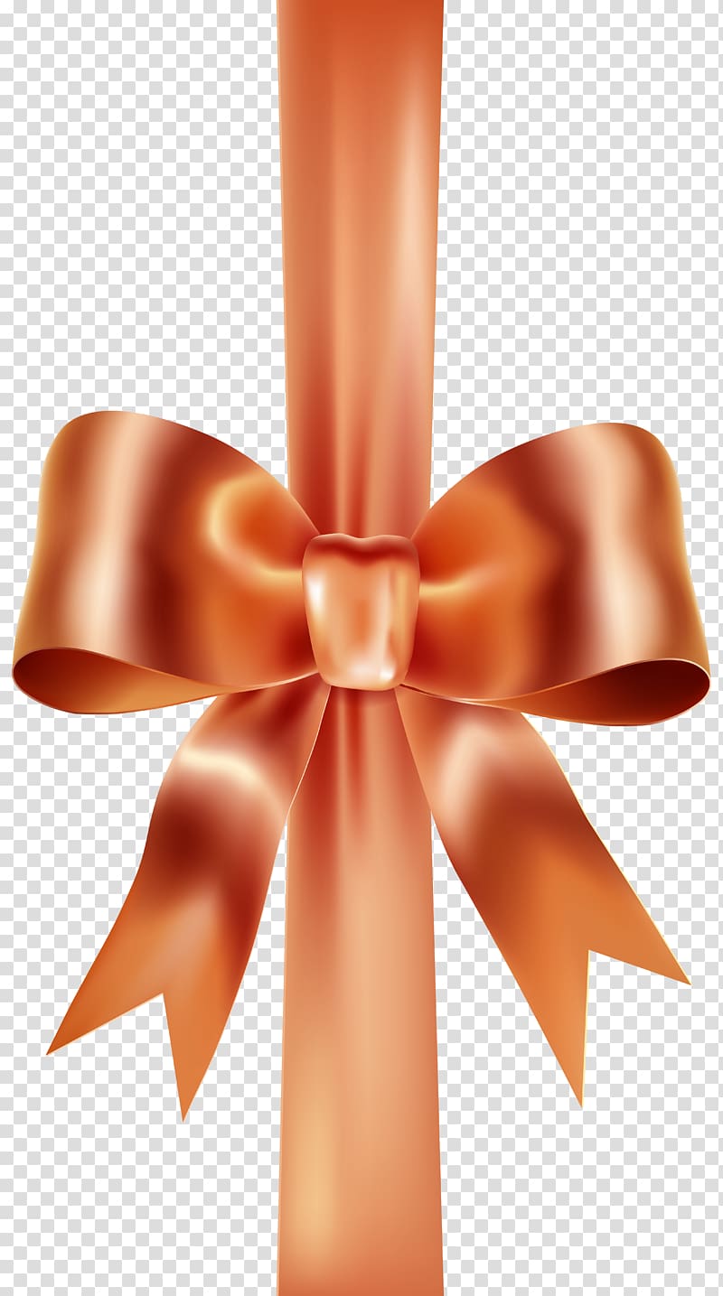 orange ribbon illustration, Ribbon , Elegant Bow with Ribbon Orange transparent background PNG clipart