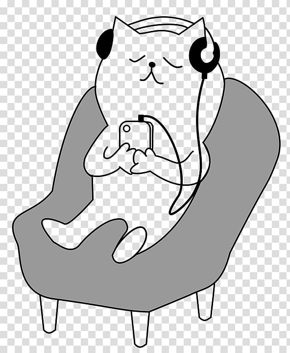 Relaxation Headphones, Music cat transparent background PNG clipart