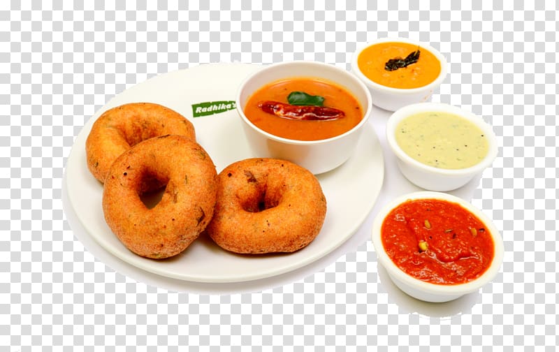 donuts with dip sauce, South Indian cuisine Vegetarian cuisine Breakfast, food transparent background PNG clipart