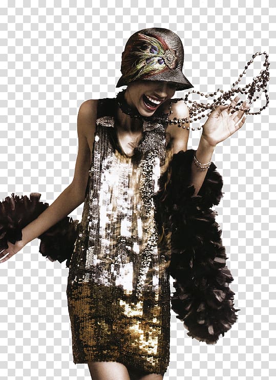 1920s The Great Gatsby Roaring Twenties Jazz Age Flapper, woman transparent background PNG clipart