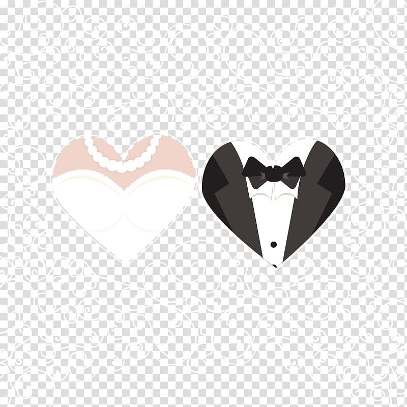 Wedding invitation Bridegroom, Heart-shaped bride and groom background pattern material, couple wedding attire illustration transparent background PNG clipart