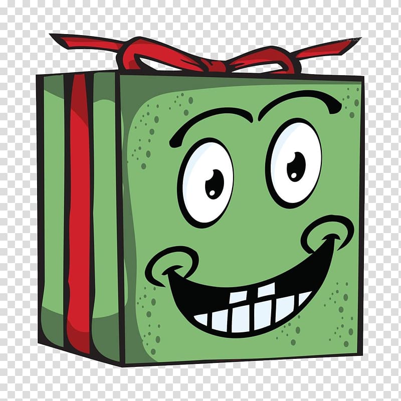 Smiley Emoticon , Cartoon green smiley gift box transparent background PNG clipart