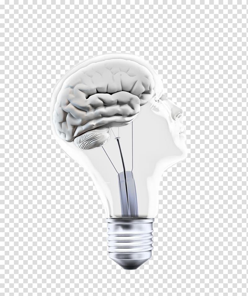 Incandescent light bulb Brain Concept Electric light, Creative bulb brain transparent background PNG clipart