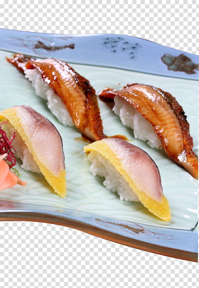 California roll Sushi Unagi Sashimi Eel, Fight yellow eel sushi West dace transparent background PNG clipart
