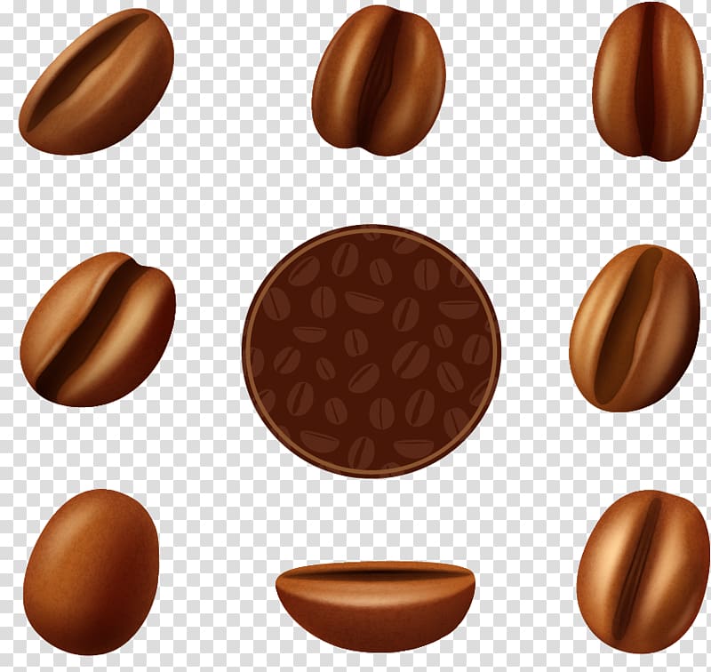 Coffee bean Espresso Cappuccino Cafe, Cartoon brown coffee beans transparent background PNG clipart