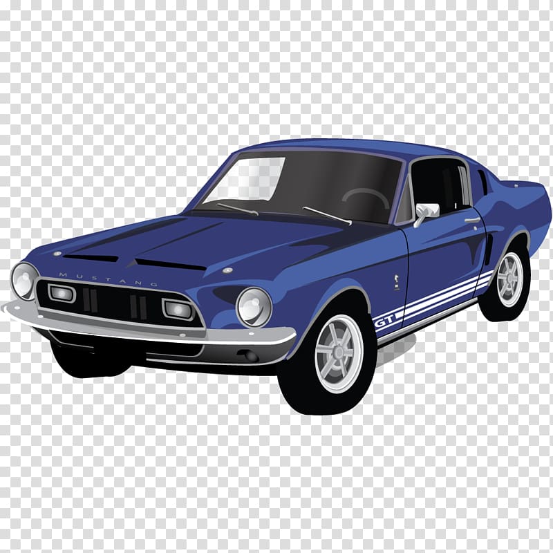 Blue Ford Mustang Shelby GT350 coupe drawing, classic car automotive