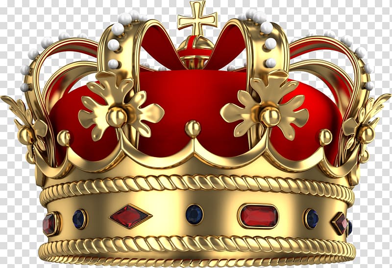 gold-colored and red crown illustration, Crown King Monarch , crown transparent background PNG clipart