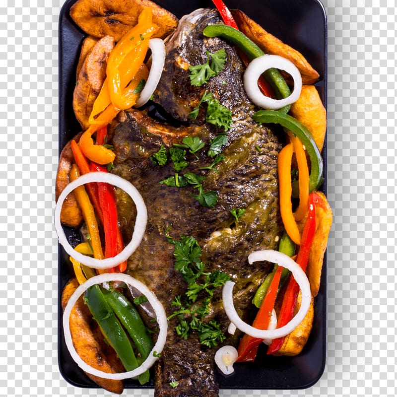 Vegetarian cuisine Efo riro Jolloff Etcetera Fried fish Ogbono soup, meat transparent background PNG clipart