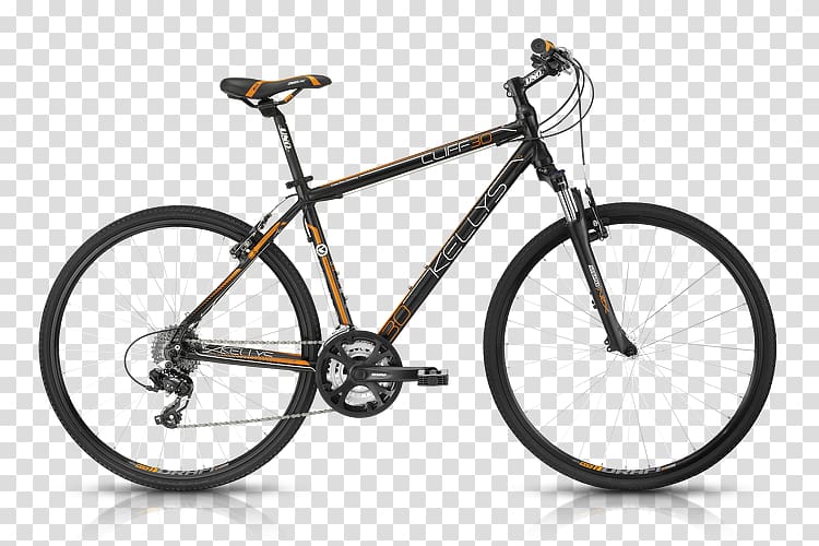 Cyclo-cross bicycle Kellys Shimano Brake, continental pillars transparent background PNG clipart