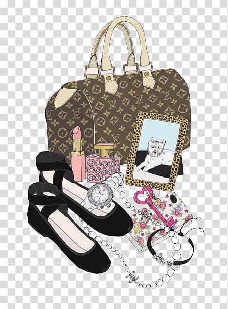 Handbag Chanel Luxury goods, Cartoon woman luxury transparent
