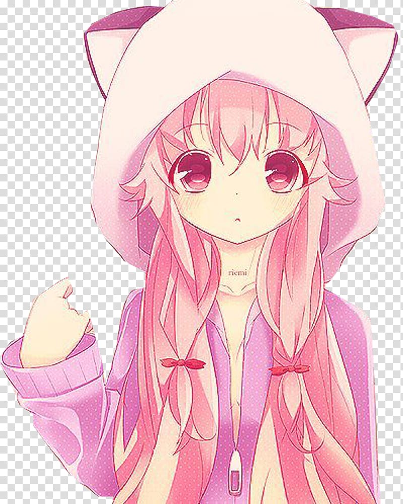 Yuno Gasai Future Diary Anime Drawing, watercolor cute transparent background PNG clipart