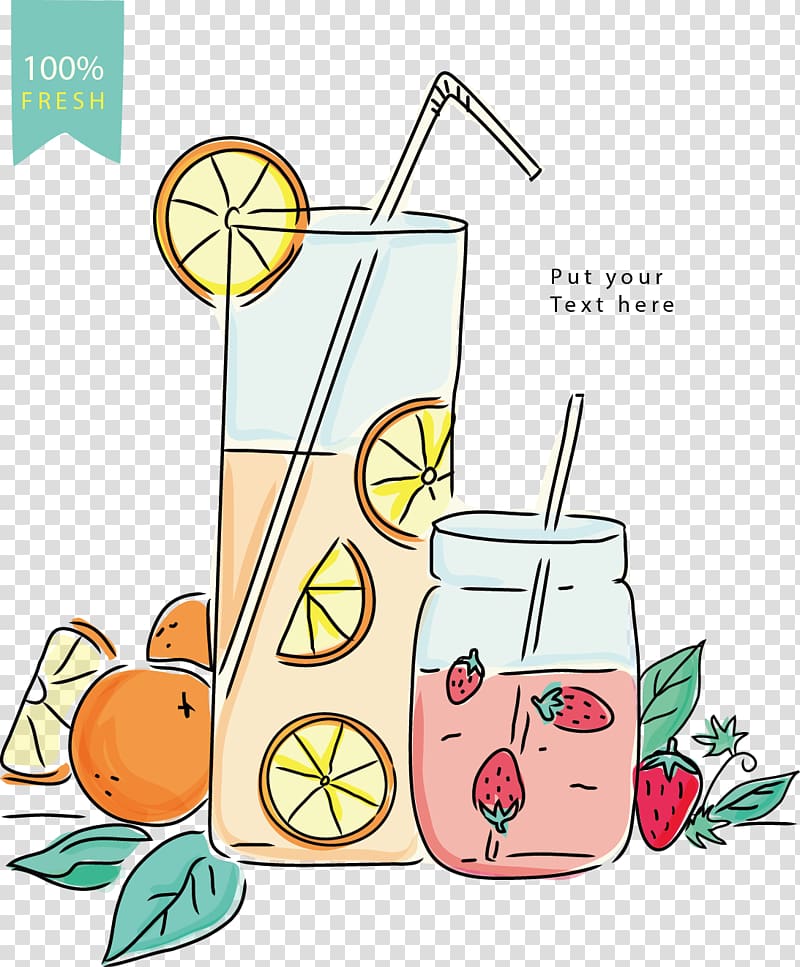 Orange juice Poster Drink, painted two glasses of juice transparent background PNG clipart