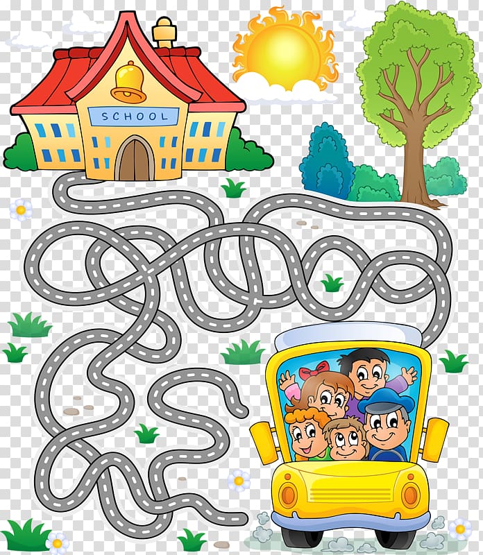 Coloring Book Illustration, Maze house transparent background PNG clipart